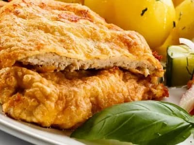 Отварной картофель с отбивной