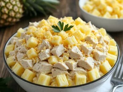 Салат курица с ананасами