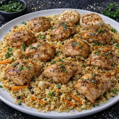 Куриный плов с пряным рисом и овощами