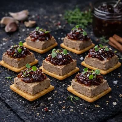 Тапас с говяжьим паштетом и луковым конфитюром 25г
