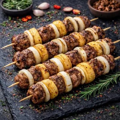 Брошеты из баранины с картофелем