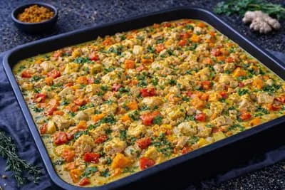 Курица по-тайски с овощами в кокосовом соусе