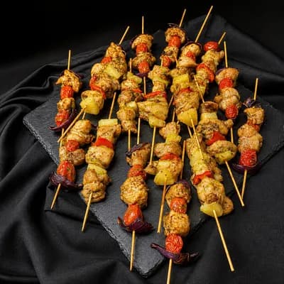 Куриные пикантные шашлычки с красным лучком