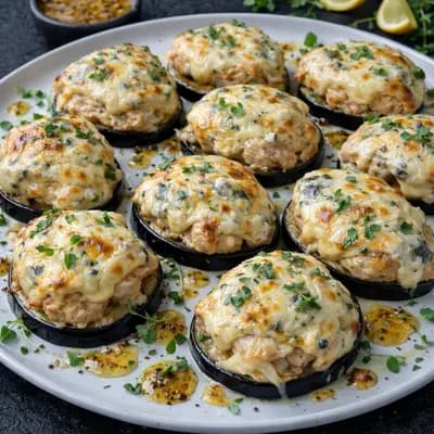 Куриная грудка в медово-горчичном соусе с сыром и баклажаном