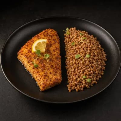 Форель, запечённая с мёдом и зернистой горчицей — порция 350 г