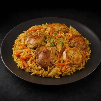 Куриный плов с пряным рисом и овощами — порция 350 г