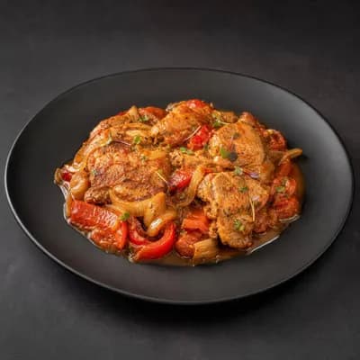 Курица по-кавказски с овощами и пряным соусом — порция 350 г