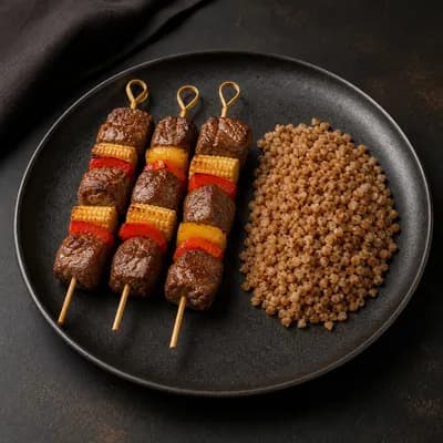 Брошеты из говядины с кукурузой и перцем — порция 350 г