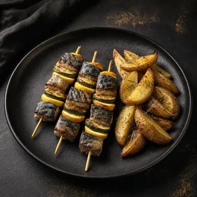 Брошеты из скумбрии с лимоном и цукини — порция 350 г