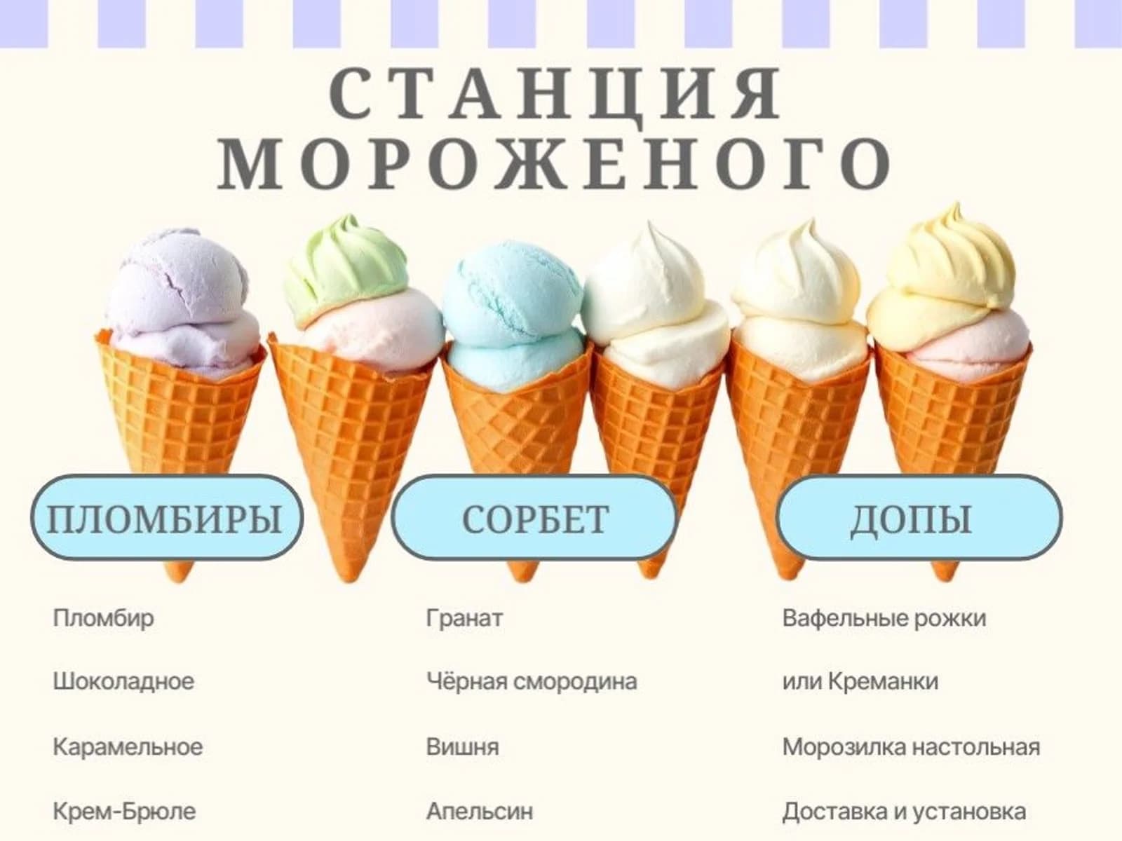 Станция мороженого 100 порций