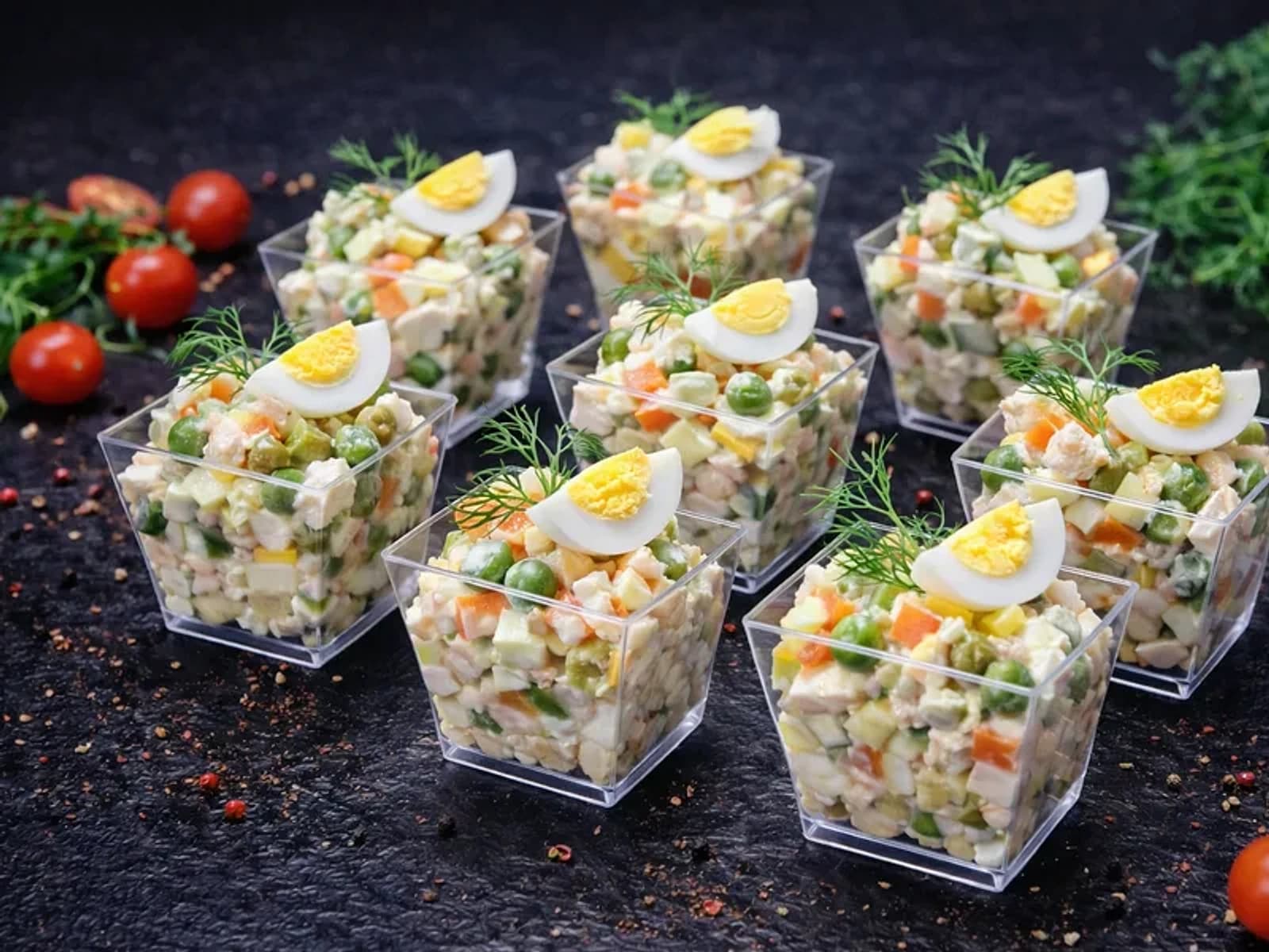 Оливье с курицей су-вид Мини-трайфлы | 50 г | от 10 шт.